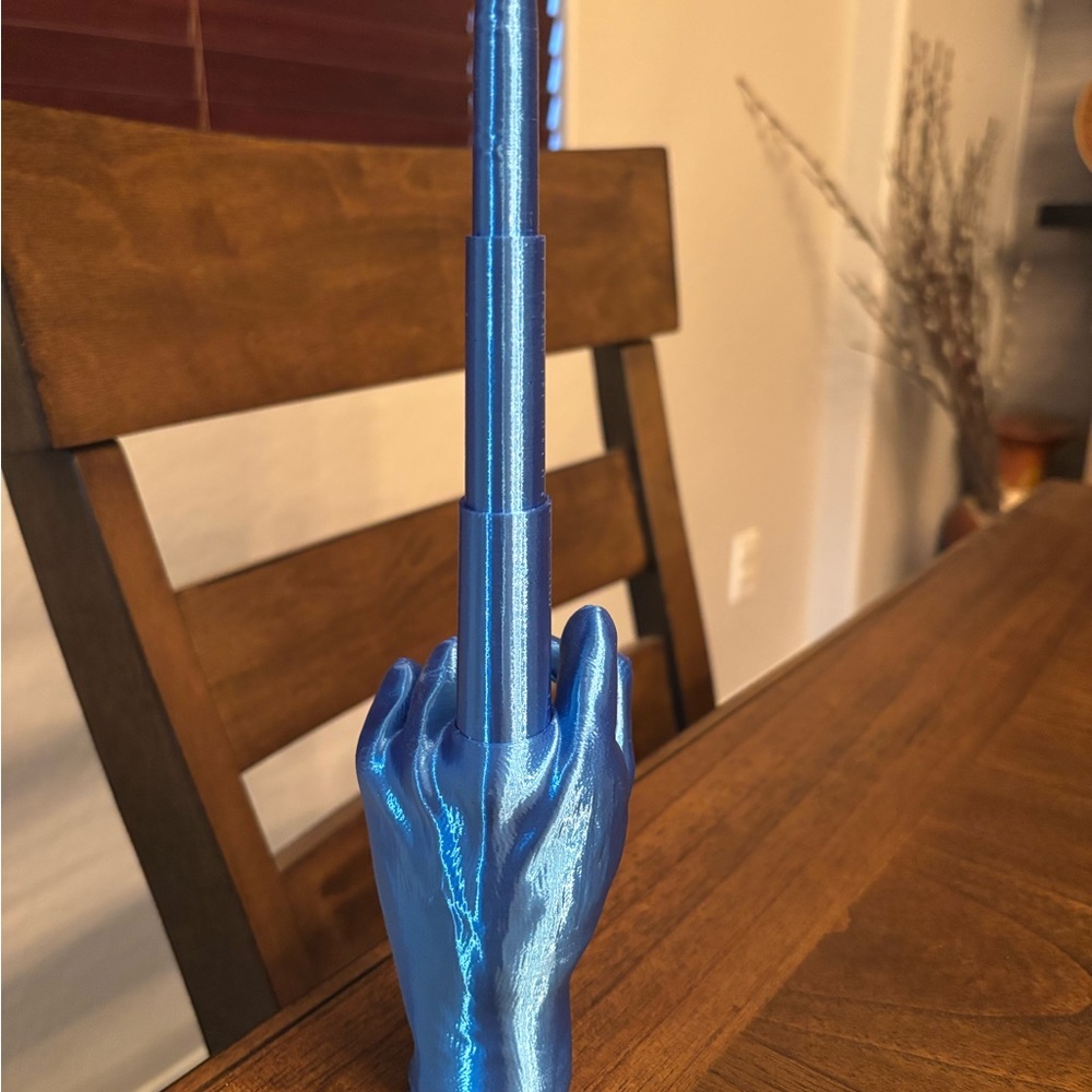 Blue Metallic Hand Sculpture